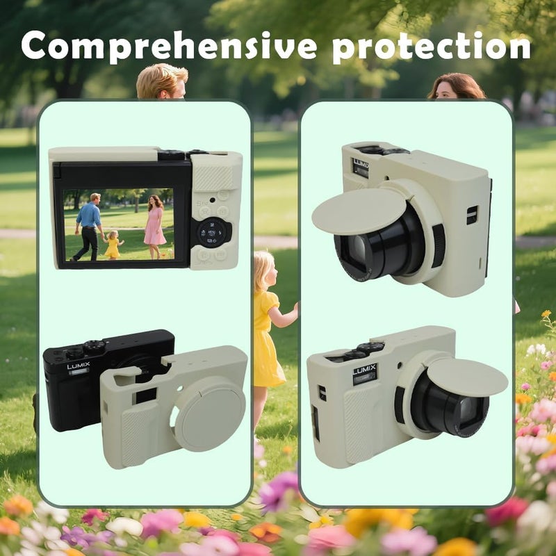 Huadu Screen Protector Compatible for Panasonic Lumix ZS99 Digital Camera,Tempered Glass Film Anti-Scratch High Definition and Soft Silicone Case (lumix zs99 M-W) - Image 2